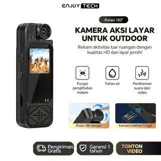 HD 1080P Mini Camera Olahraga Mini Camera Dudukan Dada Camera 180 ° Lensa yang Dapat Diputar Perekam Video yang Dapat Direkam Perekam Penglihatan Malam IR Perekam Deteksi Gerakan Tubuh Olahraga IR Perekam Layar HD Perekam Olahr