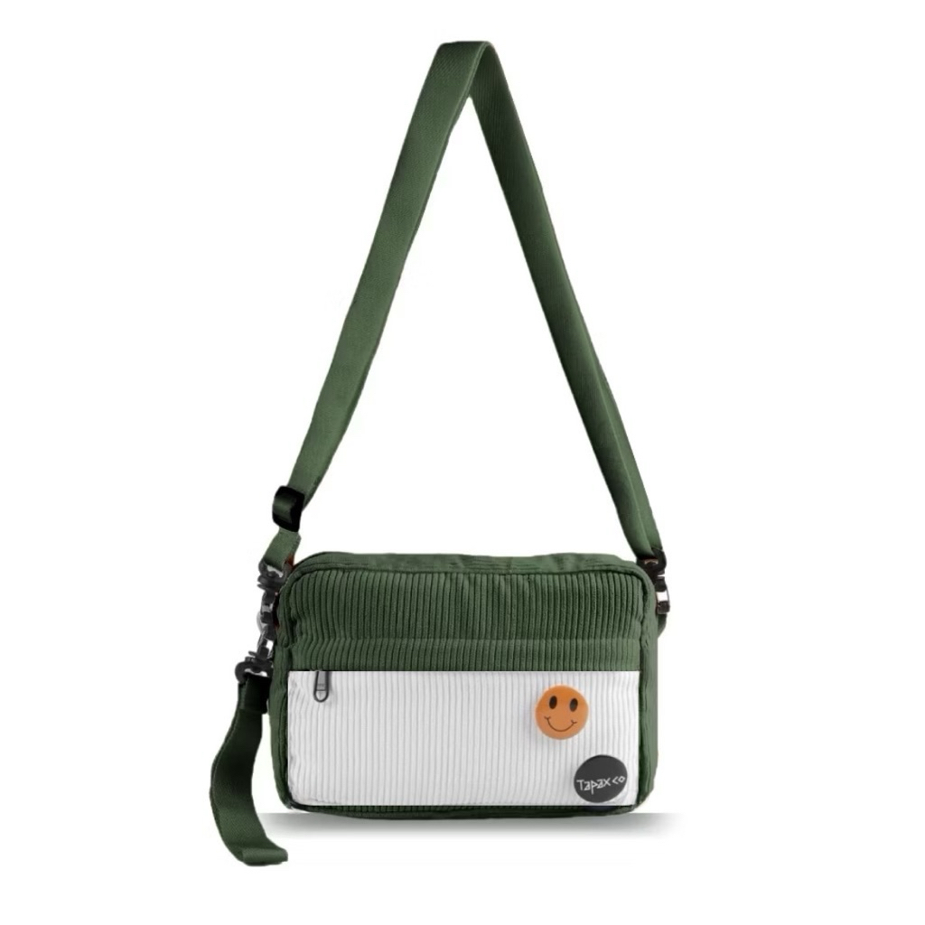 TAPAXCO Mishka Corduroy Sling BAG, TapaxcoI กระเป๋าสะพายผู้หญิงและผู้ชาย, ฟรี 2 BROSS และ BAG CHARM