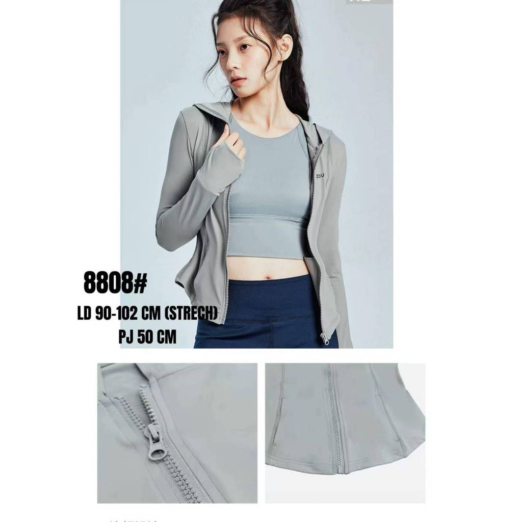 8808 นําเข้าเสื้อร่มชูชีพกีฬากันน้ํากันลมป้องกันรังสียูวีเผาแดดพรีเมี่ยมแจ็คเก็ตหญิงซาวน่าวิ่งออกกํา