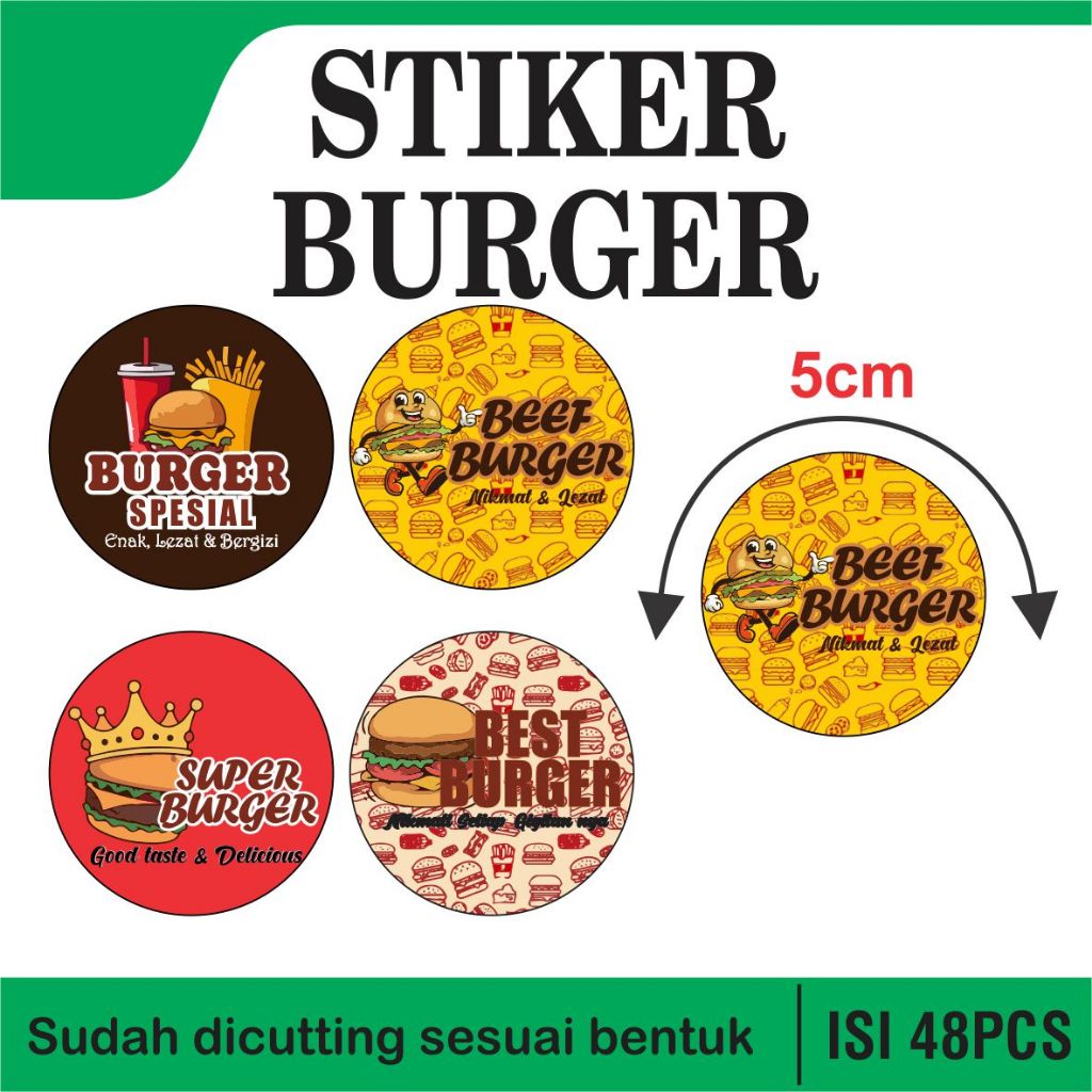 BURGER FOOD PACKAGING LABEL STICKERS FOOD PACKAGING STICKERS