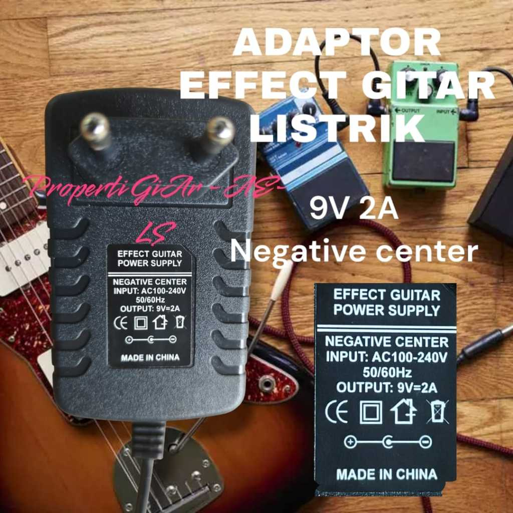 9V 9 VOLT GUITAR EFFECT POWER SUPPLY ADAPTER EFFECTS NEGATIVE CENTER ELECTRIC GUITAR EFFECTS ELECTRI