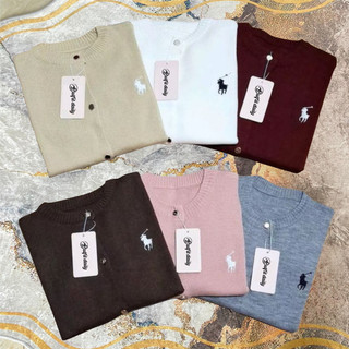 Cardigan Rajut Polo Horse Acrilic Knit Premium Tebal Kancing Gold Atasan Outer Cewek