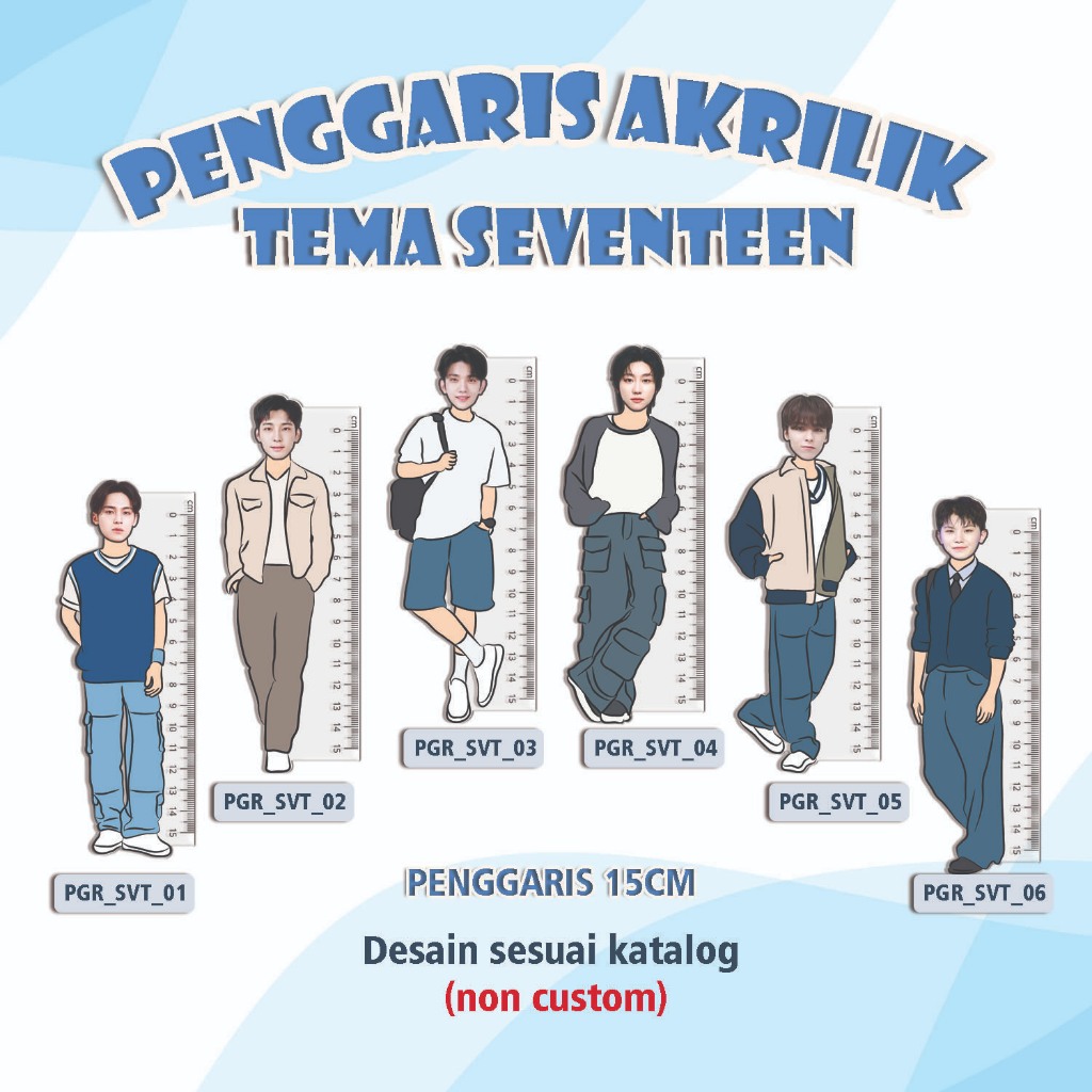 UNIQUE VIRAL CUTE RULER - KPOP ACRYLIC RULER - SEVENTEEN Group - รหัส PGR_SVT