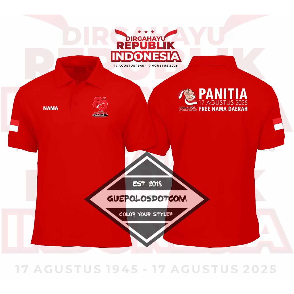 POLOSHIRT WITH COLLAR รหัส 01 COMMITTE 17 AUGUST LATEST 2025 80TH ANNIVERSARY OF THE REPUBLIC OF IND