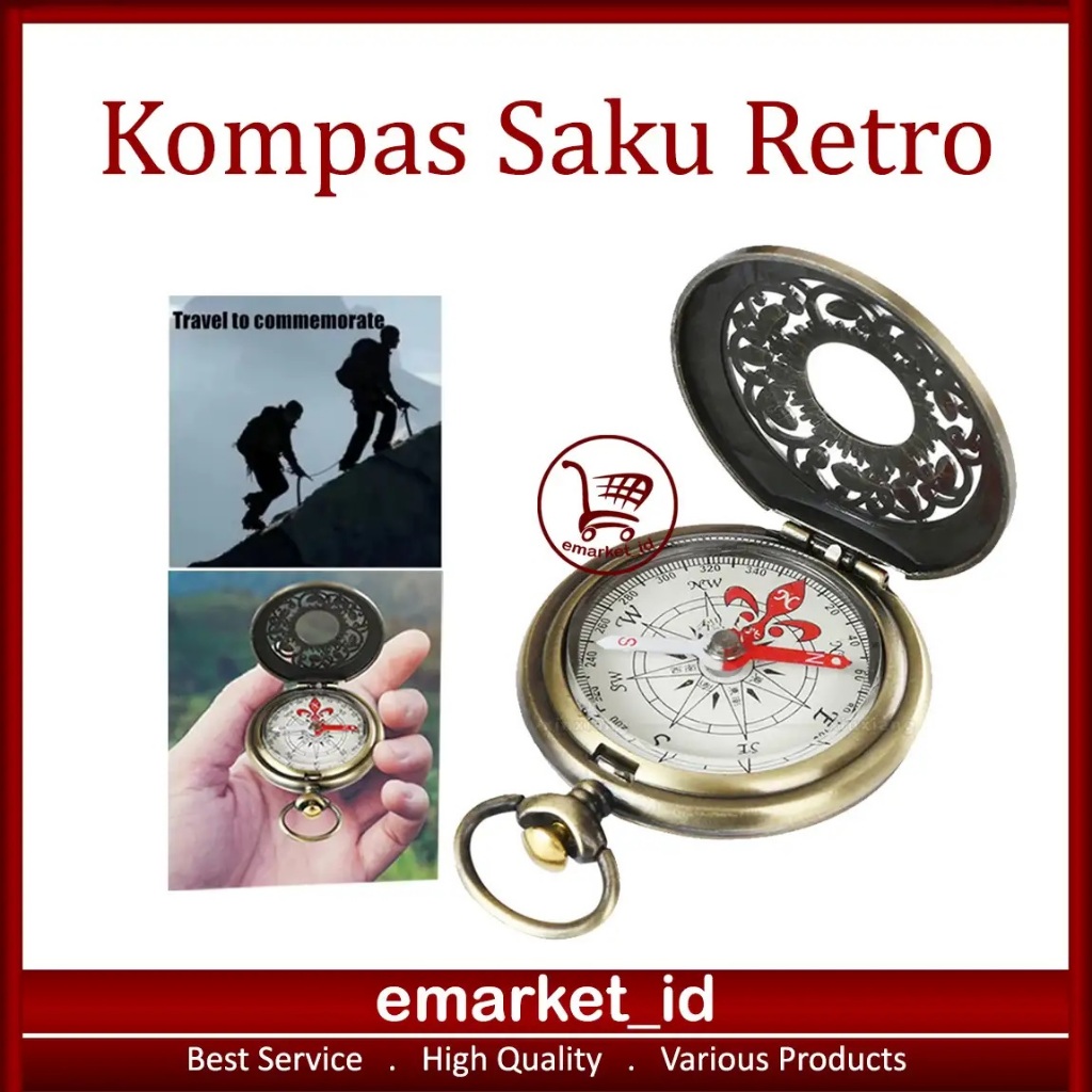 EM Retro Vintage Pocket Compass E059x / เข็มทิศโบราณพับ Qibla Navigation เดินป่า / จี้แบบพกพากลางแจ้