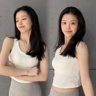 Bobeanswear Tanktop Bahan Rib Bra Wanita Anti Crop Gaya Korean