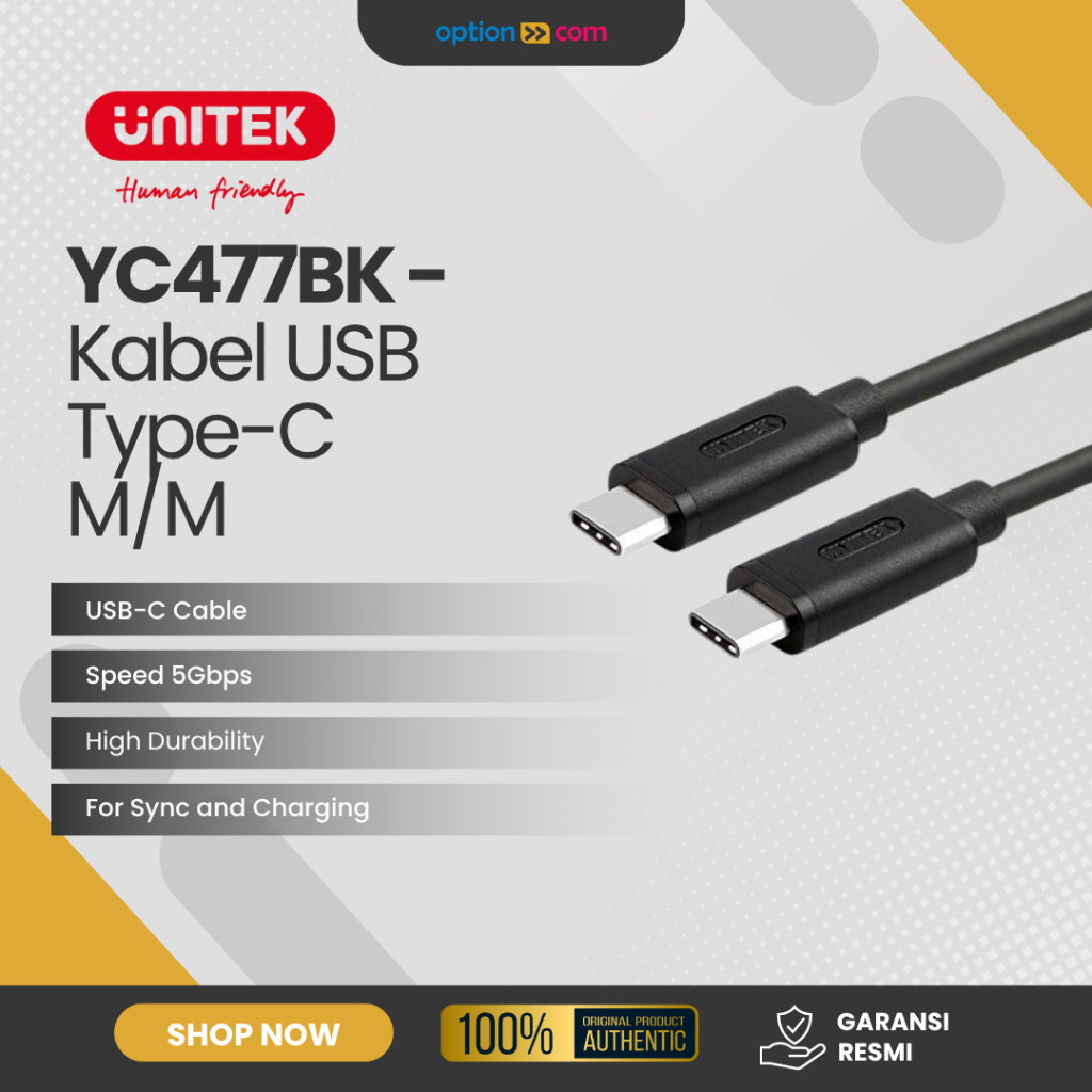 Unitek YC477BK Type C ถึง Type C สายเคเบิลข้อมูล 1 เมตร USB C พร้อม USB 3.0 5Gbps