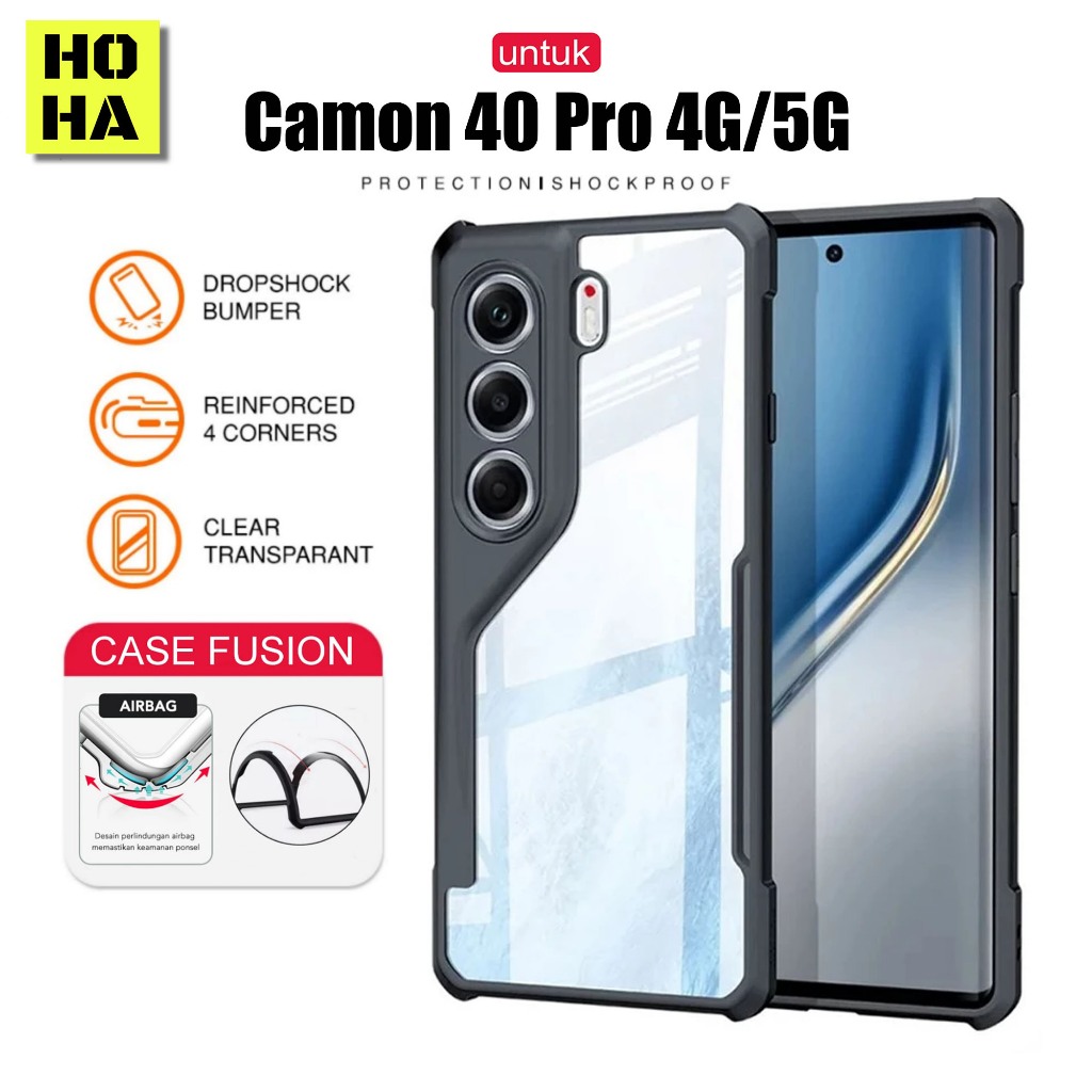 เคส Camon 40 / Camon 40 Pro 4G/5G เคส Fusion เกราะกันกระแทก Slim โปร่งใส