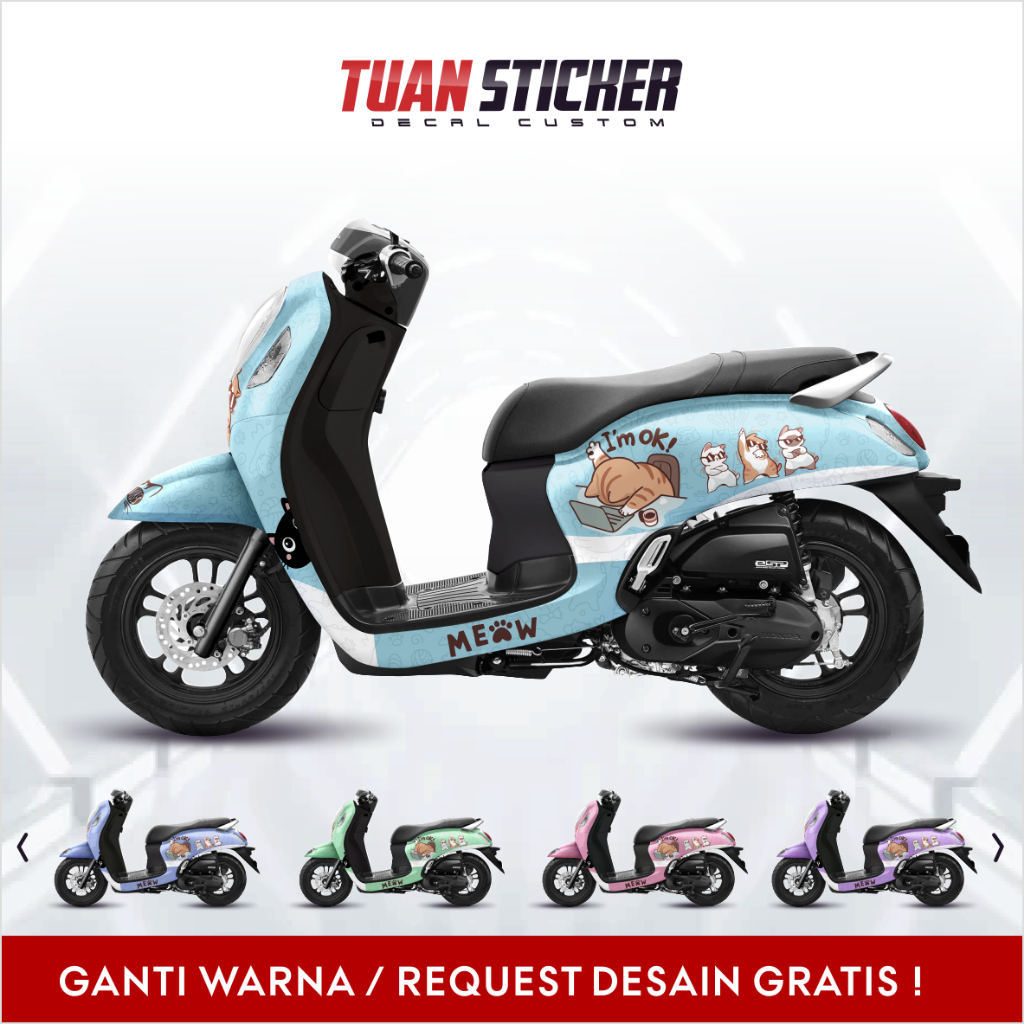 สติ๊กเกอร์รูปลอกรถจักรยานยนต์ Honda Scoopy เวอร์ชั่น 2017-2019, 2020, 2023, 2024, 2025 Custom Design