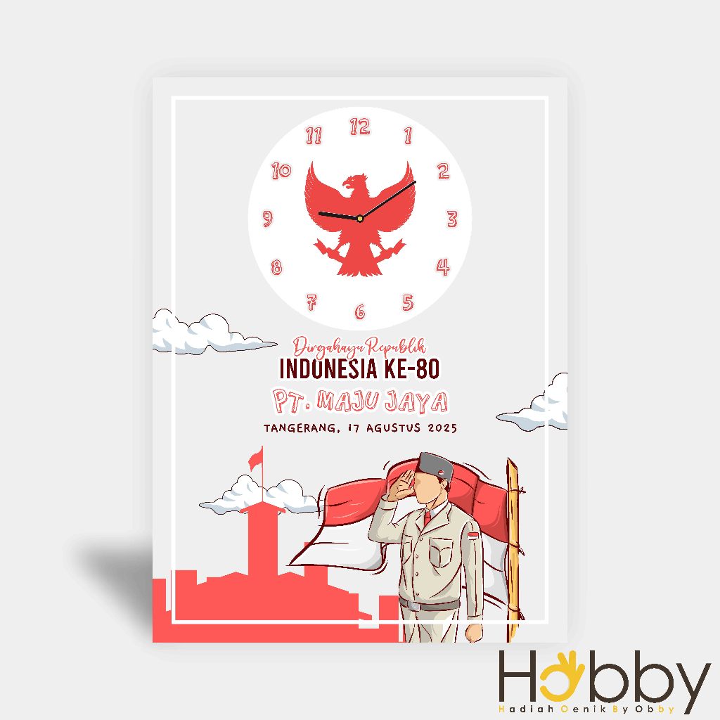 นาฬิกาแขวนแบบกําหนดเองสําหรับ AUGUST 17TH ส่วนประกอบ UNIQUE INDONESIAN INDEPENDENCE 17TH ANNIVERSARY