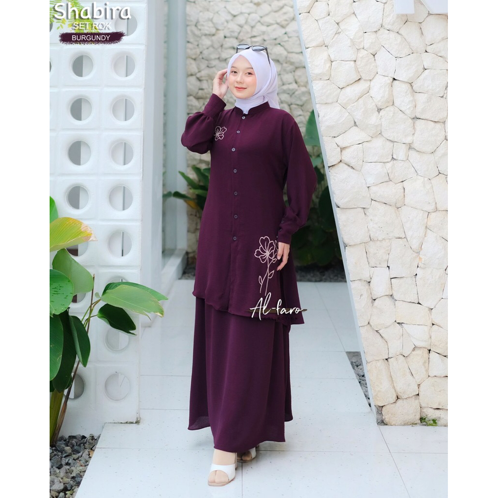 R SHABIRA ชุดกระโปรง BY ALFARO CRINKLE MATERIAL PREMIUM EMBROIDERED ACCENTS BUSUI FRIENDLY แฟชั่น HI