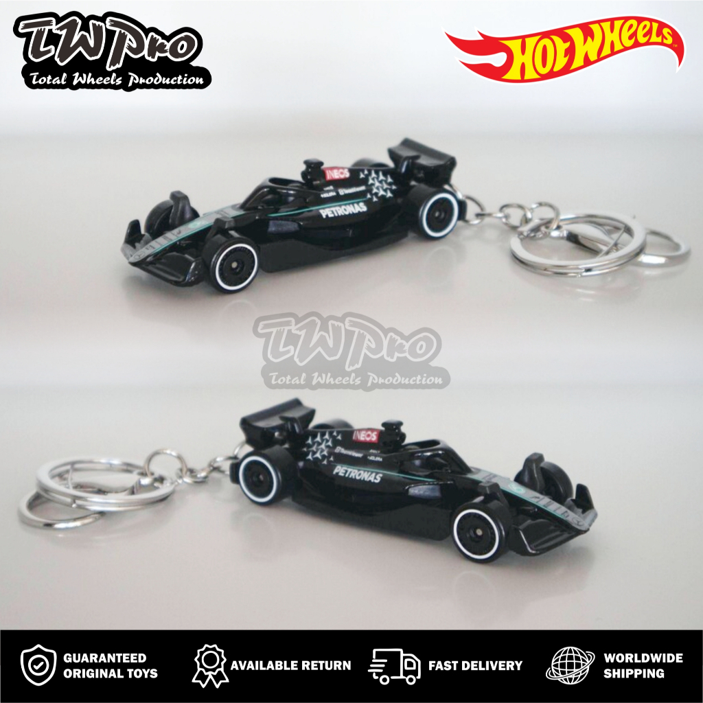 GANTUNGAN HOT WHEELS KEYCHAIN Formula 1 Mercedes AMG - Petronas - F1 - SHRIMP HOOK - KEYRING - KEYCH