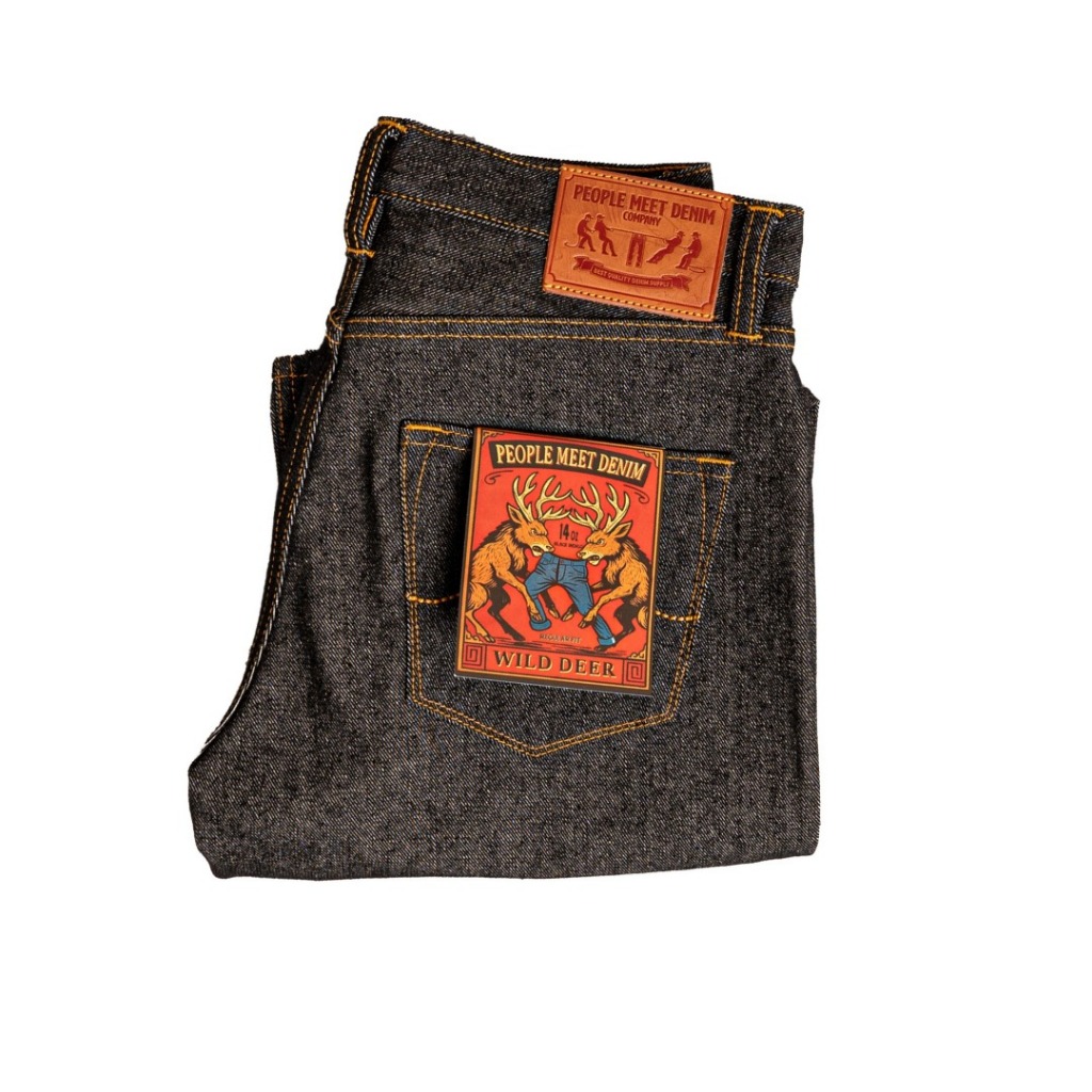PMD & CO - WILD DEER - 14 oz - Black Indigo - กางเกงยีนส์ Selvedge Accent - กางเกงยีนส์ทรง Regular Fit Baggy