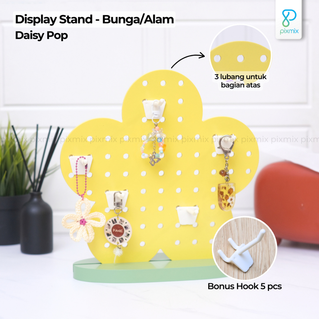GANTUNGAN Daisy Pop Pegboard อุปกรณ์เสริมที่แขวน / ขาตั้งโชว์ดอกไม้ - Pixmix