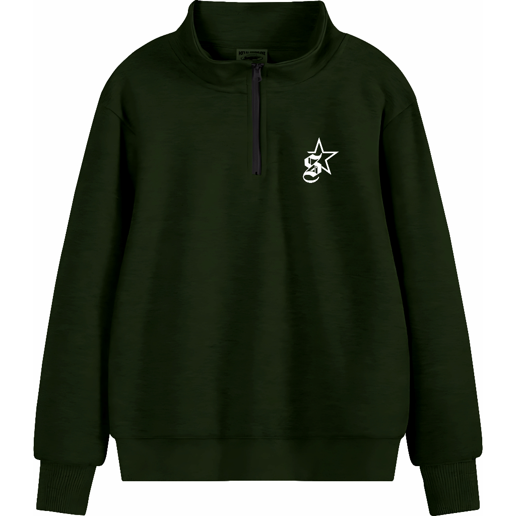Stars Laters Half Zipper Sweater ผู้ชายผู้หญิง / Half Zip Sweatshirt Cotton Fleece Premium