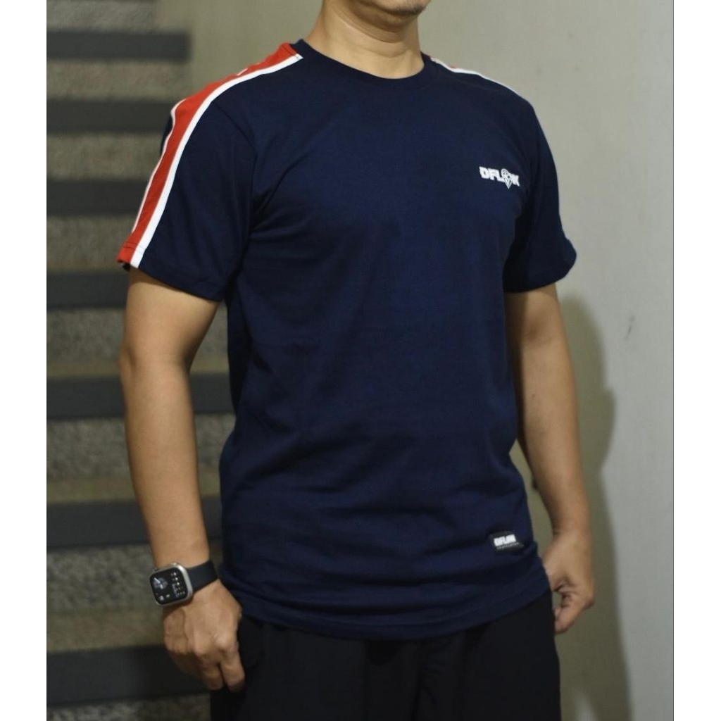 เสื้อยืด Distri Dflow List Colourful Navy Cotton Combed 24s