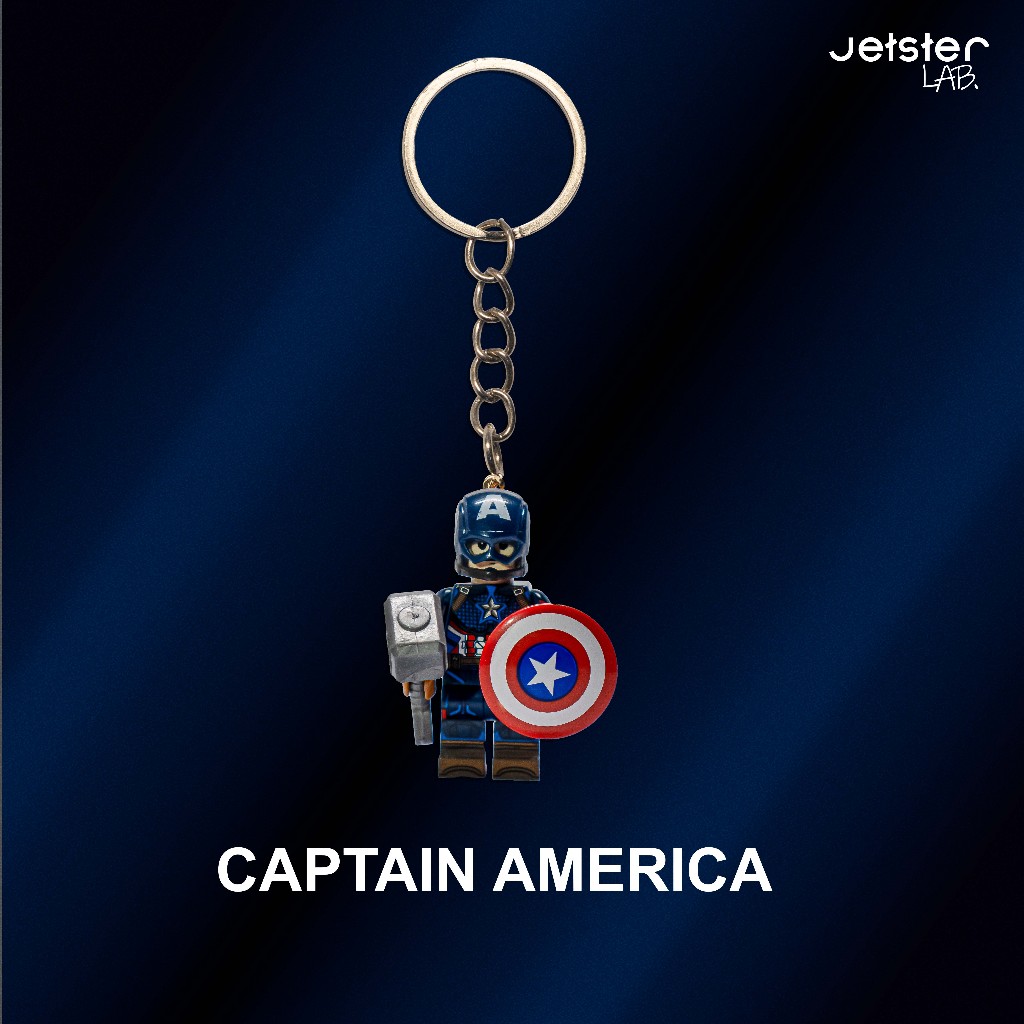 GANTUNGAN Jetster Lab พวงกุญแจกัปตันอเมริกา Avenger Marvel พวงกุญแจรูป