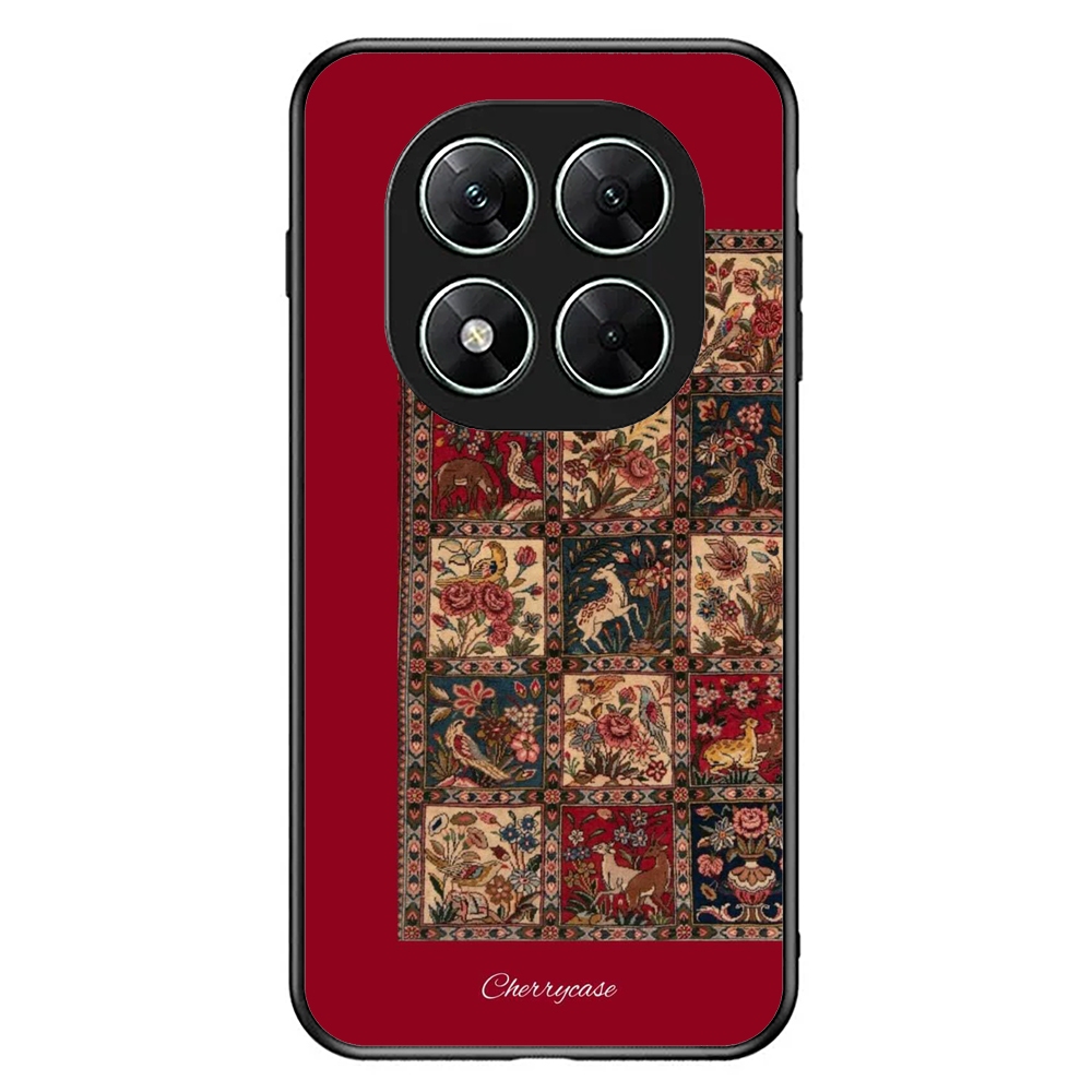 เคสโทรศัพท์ POCO X7 X6 X5 X3 PRO GT 4G 5G Rubber Softcase Maroon Persian Rug Art