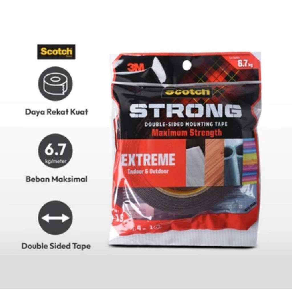 SCOTCH 3M MOUNTING TAPE EXTREME INTERIOR & EXTERIOR 19 MM X 4 MTR