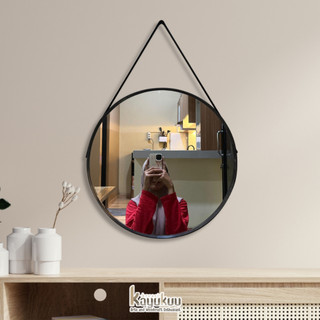 Kreasikayukuu Cermin Gantung Diameter 30&40cm Kaca Cermin Bulat Dekorasi Kamar Toilet