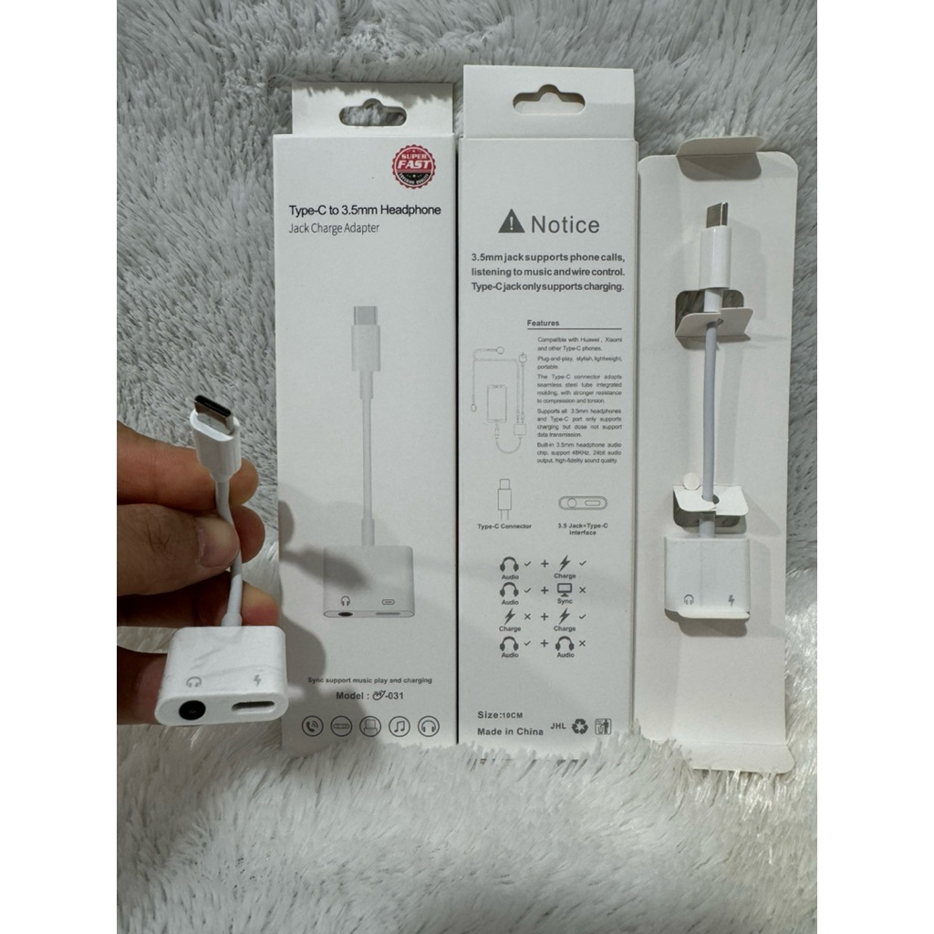 [SH-515] J-031 Splitter type c | ตัวแปลงประเภท c เป็นเครื่องชาร์จเสียงแจ็ค 3.5 มม