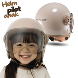 Helm Anak Pilot Bipplast Lunar Kids SNI Polos Laki Perempuan Cowo Cewe Usia 2 3 4 5 6 7 8 Tahun