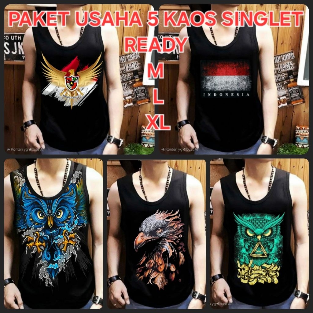 LOKAL LOCAL SINGLET T-SHIRT BUSINESS PACKAGE 5 PCS CODE USH015 (ORDER 1 ONLY ALREADY GET 5 PCS) ชุดช