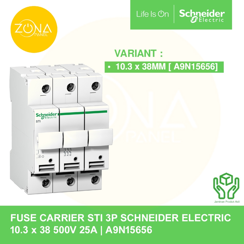 FUSE CARRIER STI SCHNEIDER ACTI9 10.3 X 38 MM 3P 500V 25A A9N15656