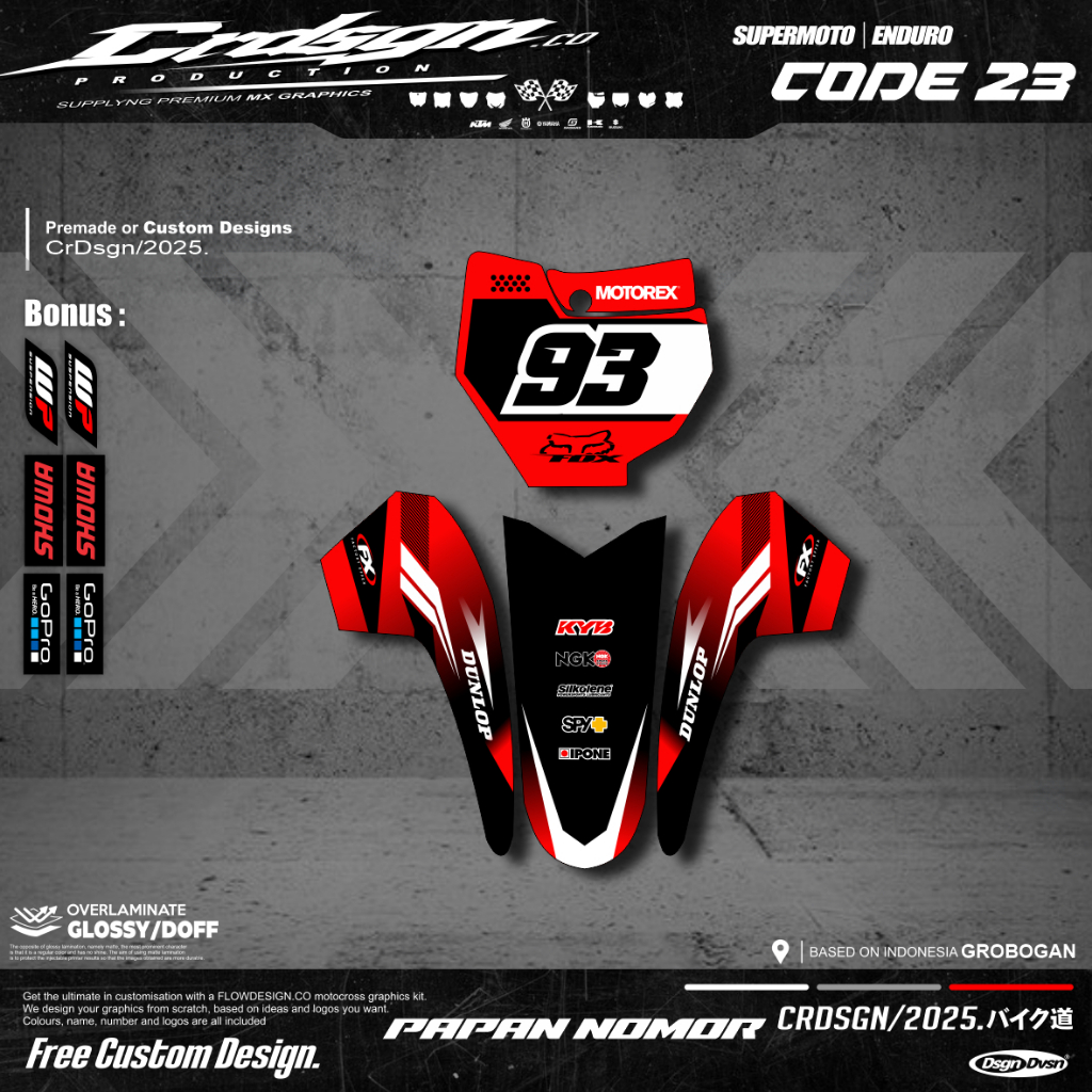 KTM 85 BOARD และ FLAMMER DECAL KTM 85 NUMBER BOARD และสติ๊กเกอร์ FLAMMER ด้านหน้า (สติ๊กเกอร์ออนไลน์
