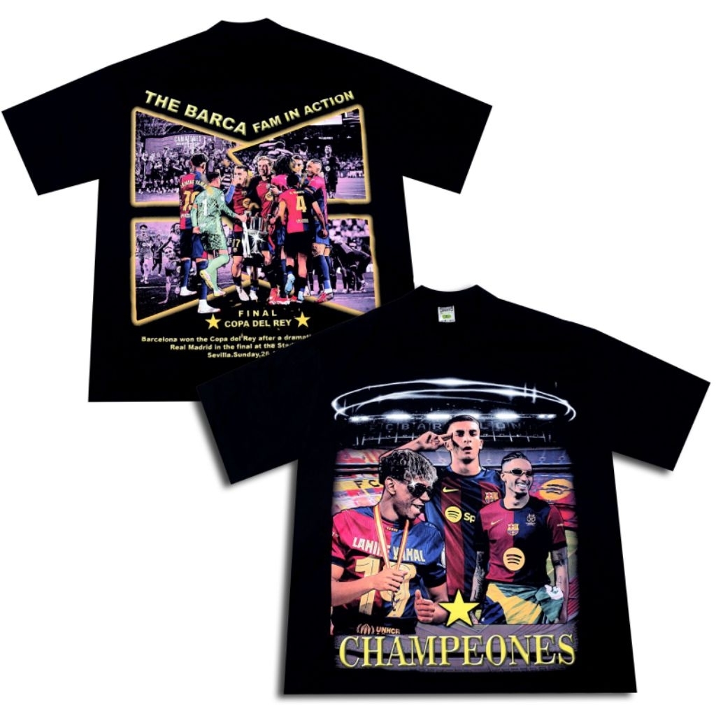 KATUN BARCA COPA DEL REY CHAMPION KAOS BARCELONA FOOTBALL TEAM OVERSIZE COTTON COMBED 20S