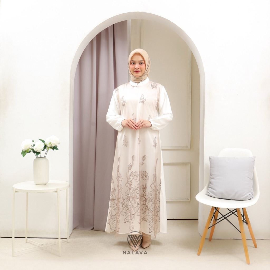 NALAVA GAMIS RAYA SATIN Silk Premium Exclusive Motif Satin Gamis สําหรับงานแต่งงานอินเทรนด์ Eid Gami