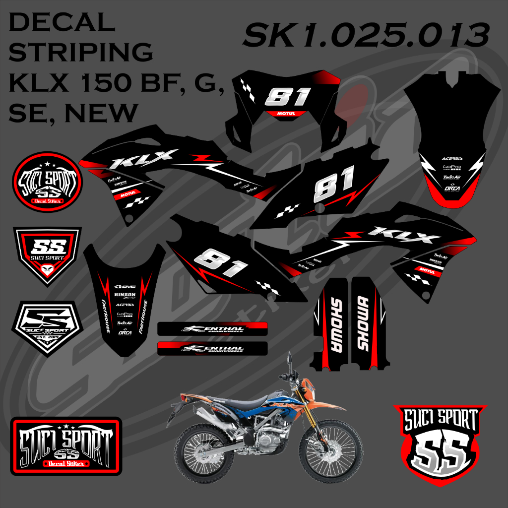 สติ๊กเกอร์ DECAL STRIPING KLX 150 L, BF, G, SE, NEW, KAWASAKI 2015-2022 (SK1.025.13)