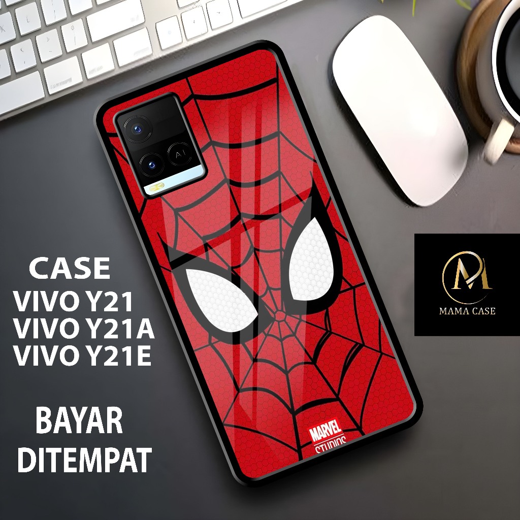 MA Case VIVO Y21 Y21A Y21E Y21S Casing Hp Glossy Case Hardcase Face Spider - Case Glossy Shiny 2D