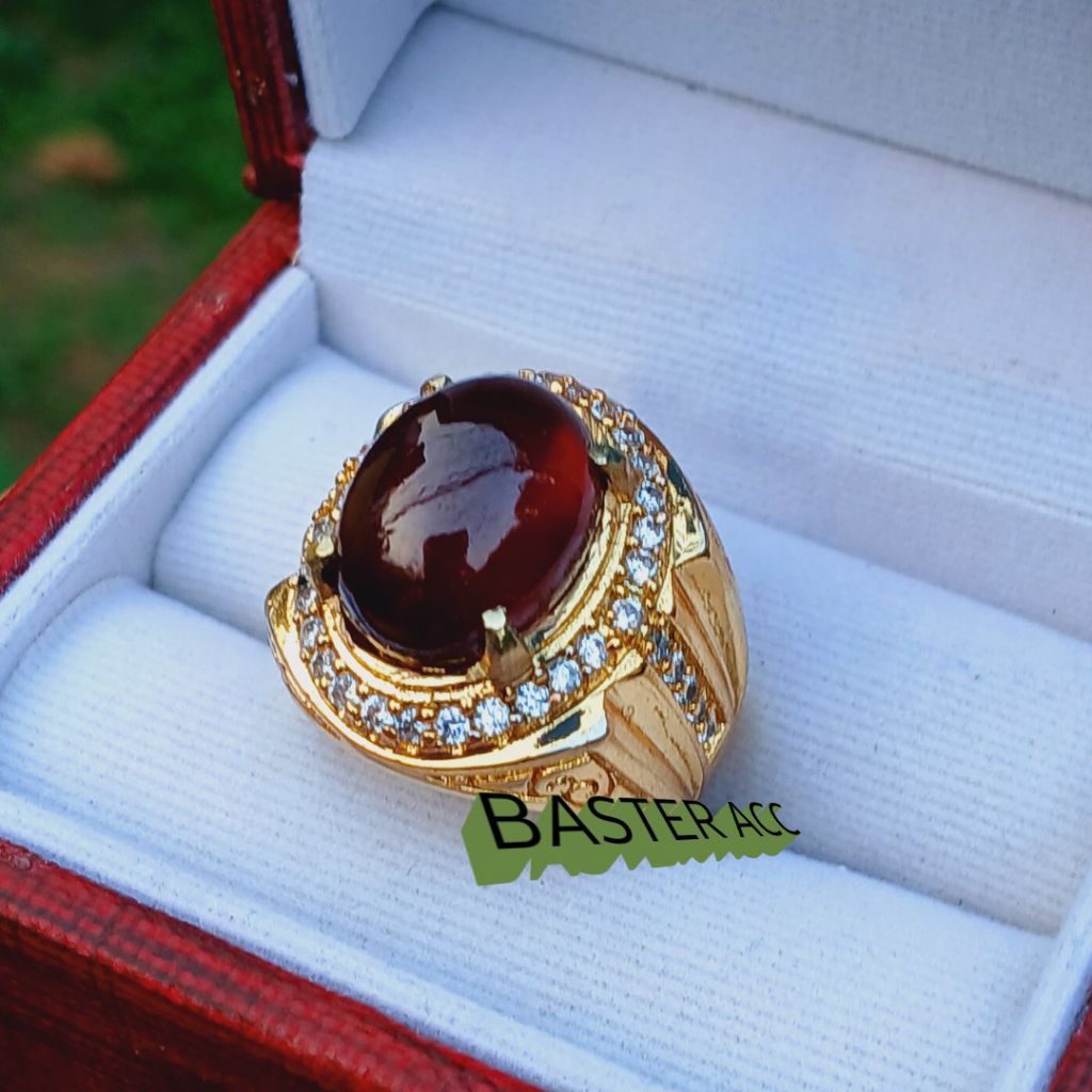 TOP QUALITY LUXURY CRYSTAL RED GARNET NATURAL STONE RING