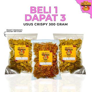 KERAJAANKRIUK - Buy 1 Get 3 USUS CRISPY 300 Gram Kripik Usus Rasa Original 100gr Pedas 100gr Extrapedas 100gr Cemilan Renyah Bumbu Melimpah