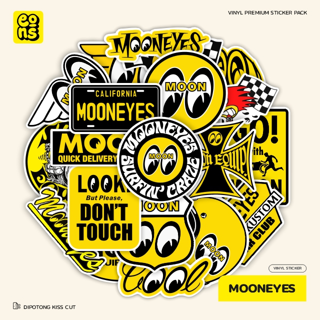 Cool สติ๊กเกอร์ติดมอเตอร์ไซค์หมวกกันน็อคแล็ปท็อป Mooneyes Motif ไวนิลกันน้ํา Kiss Cut Matte ลามิเนต