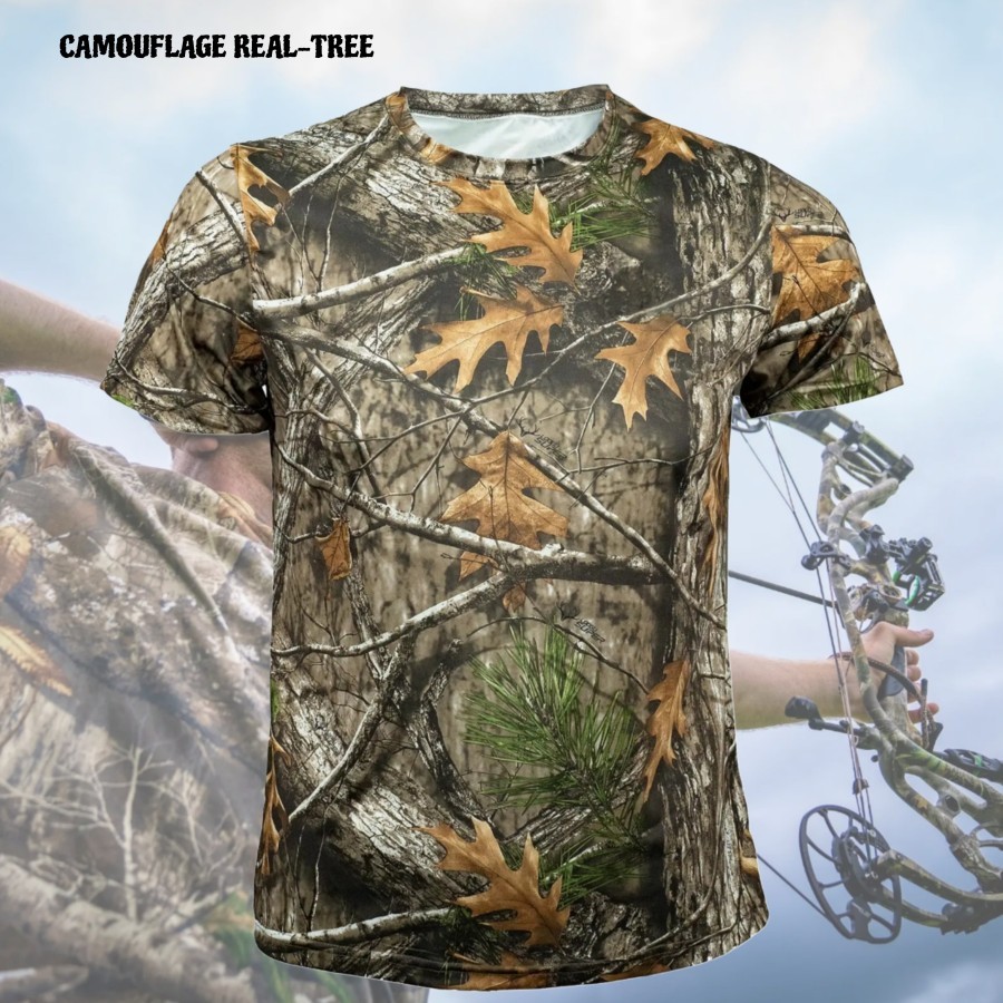 เสื้อยืด CAMOUFLAGE HUNTING FISHING SUN PROTECTION | MOSSY OAK REALTREE IMPORT ANTI-UV CAMOUFLAGE T-