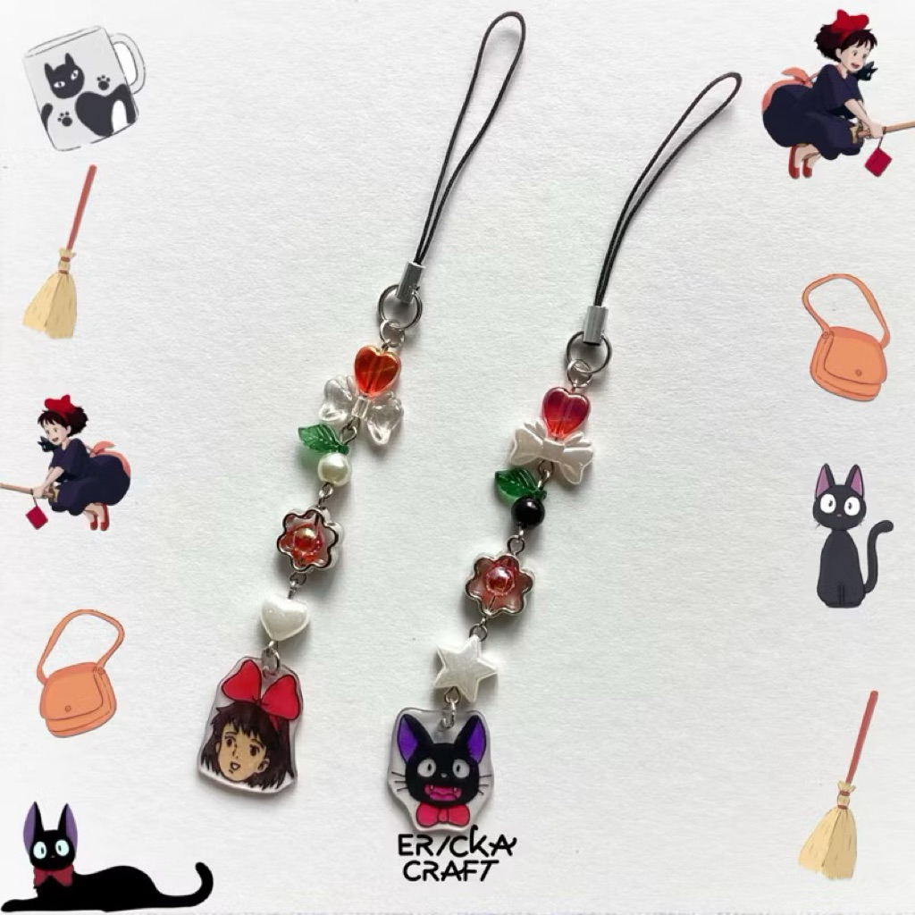 PHONE CHARM vol 2 KEYCHAIN KIKI จัดส่ง SERVICE ANIME STUDIO GHIBLI KIKI JIJI BEADS AESTHETIC Y2K BY 