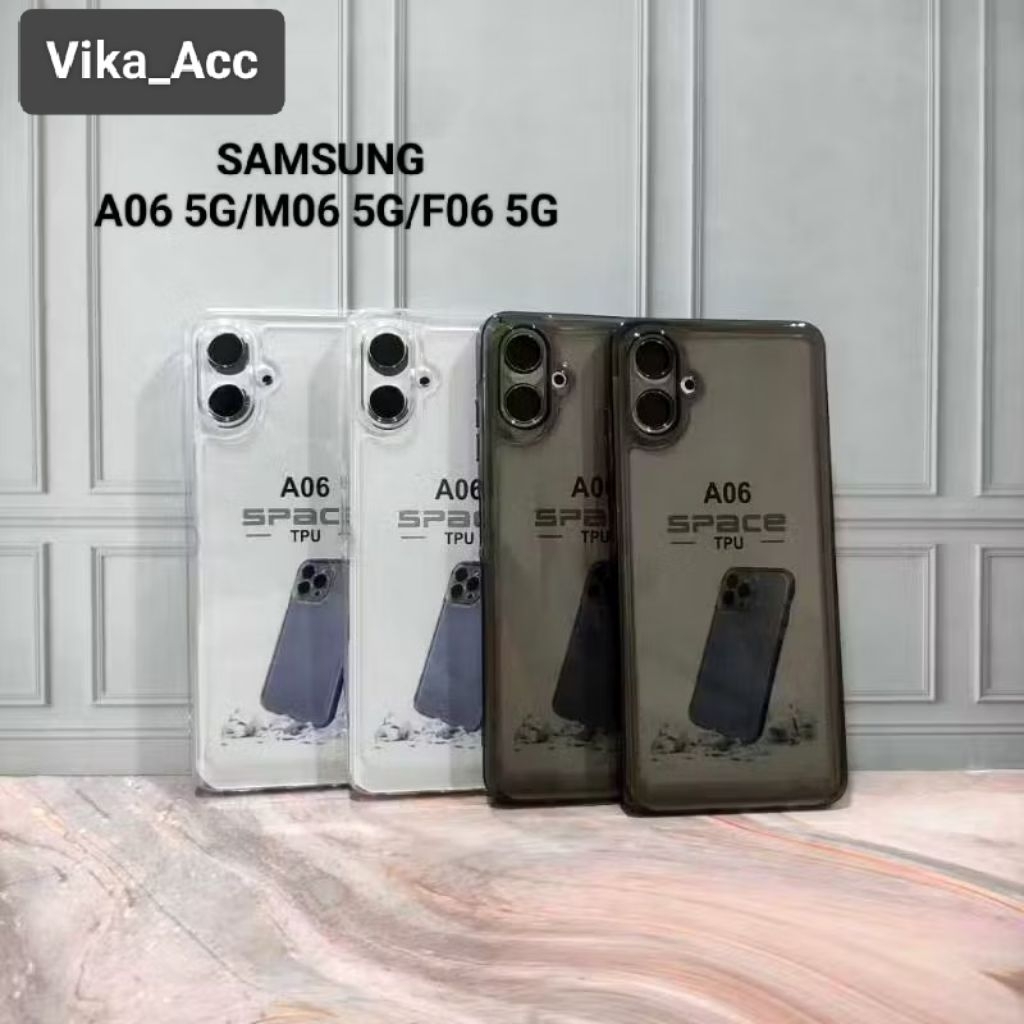 Space Clear สีดําโปร่งใสซิลิโคนกรณี Samsung A06 5G F06 5G M06 5G Softcase Clear สีดําโปร่งใส TPU ป้อ