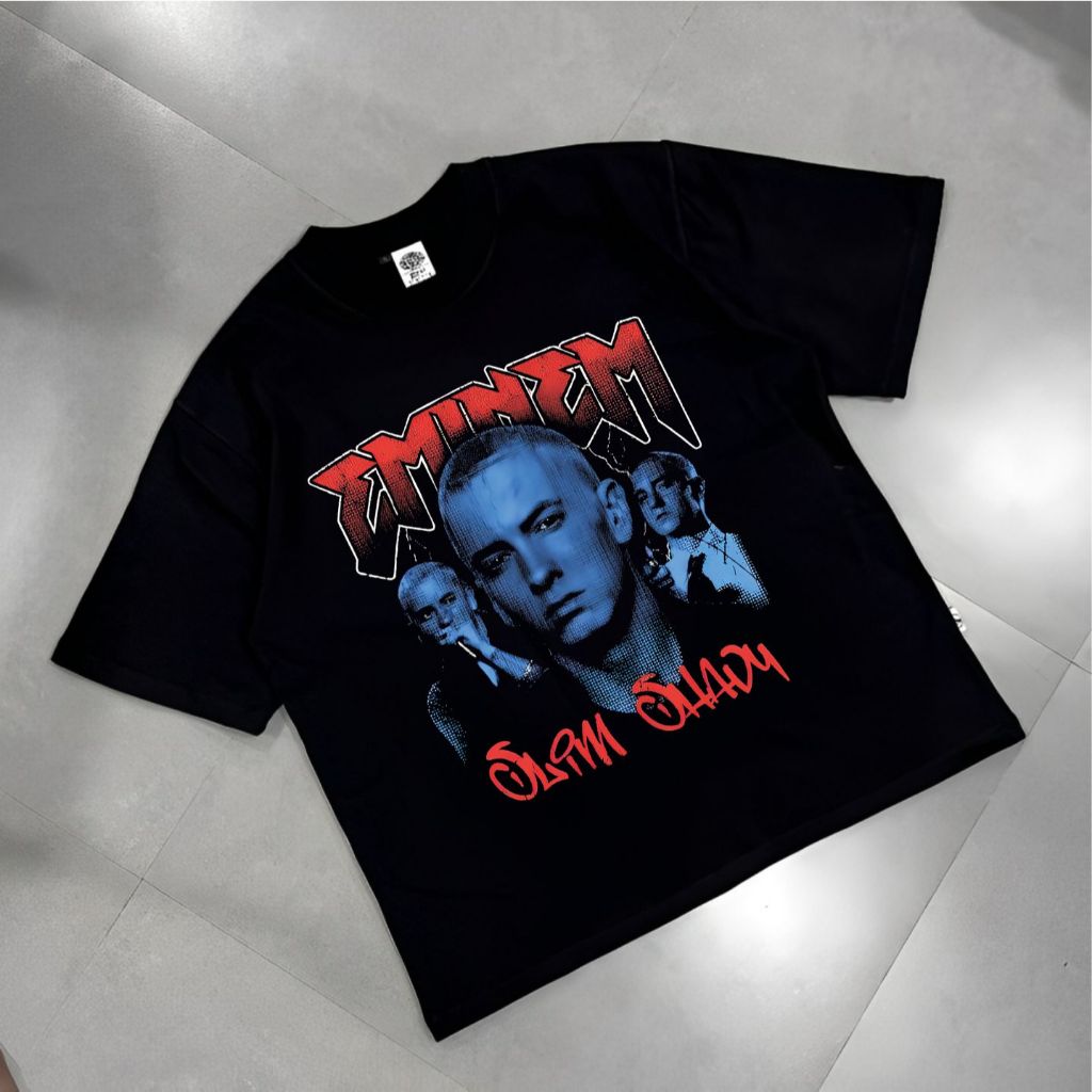 เสื้อยืดวง EMINEM Eminem อัลบั้มปกเสื้อยืดวินเทจสีดํา
