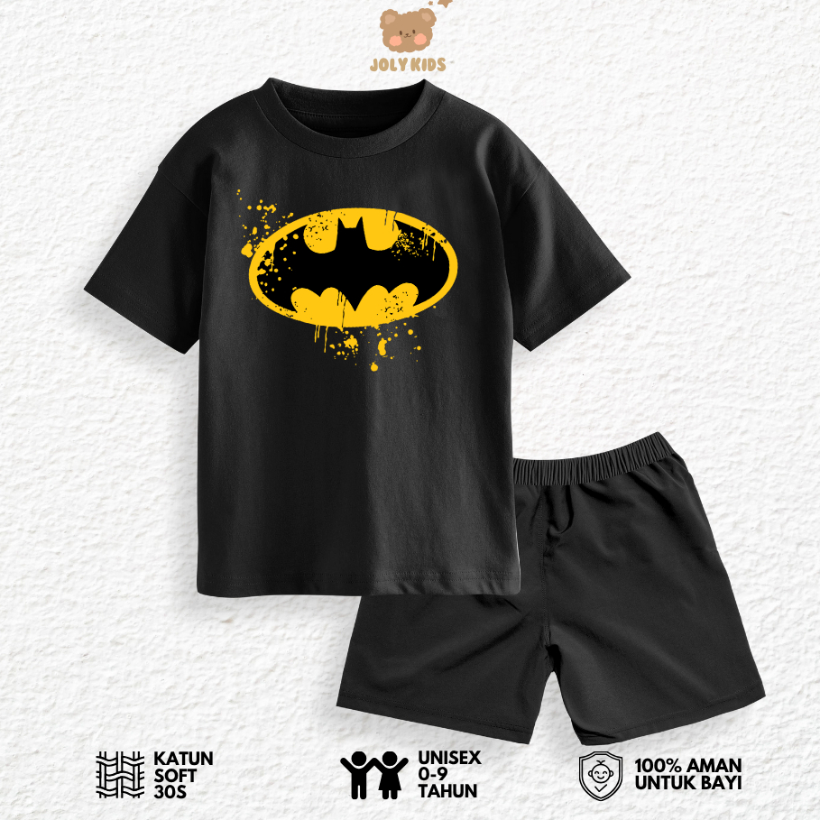 Jolly Kids Clothes Set BAT LOGO T-Shirt Suit for Boys and Girls อายุ 1-9 ปี
