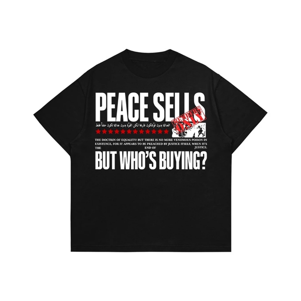 POSER CLUB เสื้อยืด | PEACE PEACE PEACE | การผ่อนคลาย | BOXY OVERSIZE | HEAVYWIEGHT COTTON