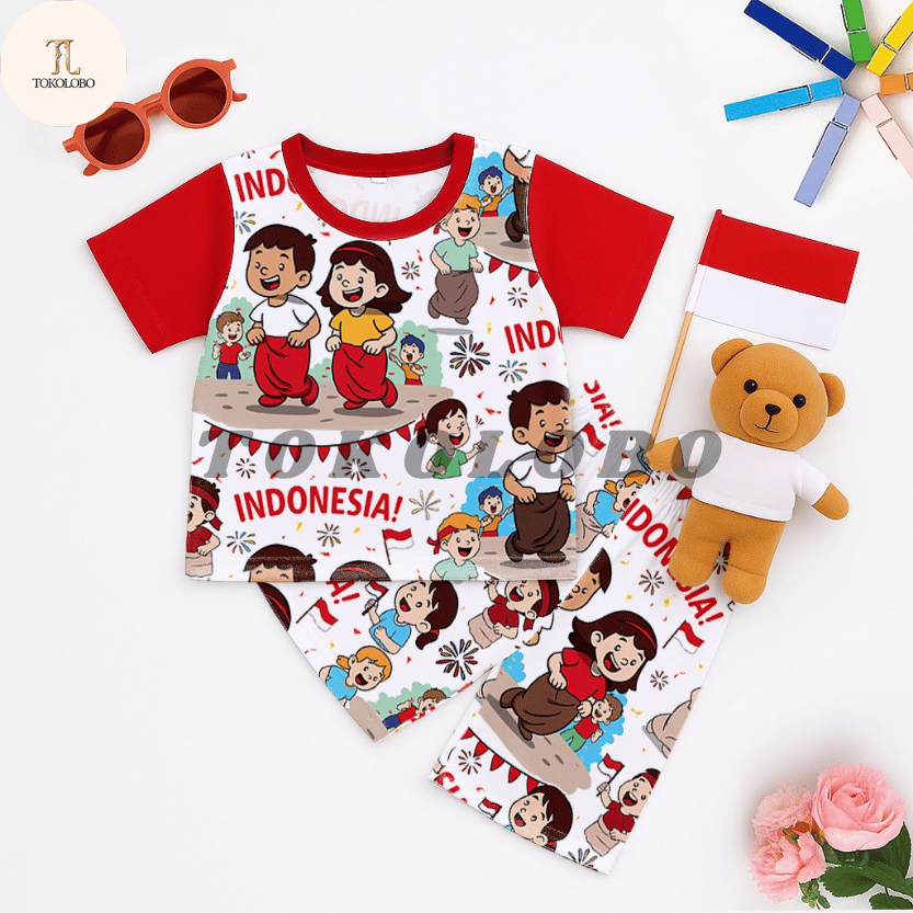 MERAH TOKOLOBO 12.12 BIRTHDAY AUGUST CHILDRENS SUIT PRINTING COMBI สีแดง | ESTIMATED AGE 9 เดือน-6 ป