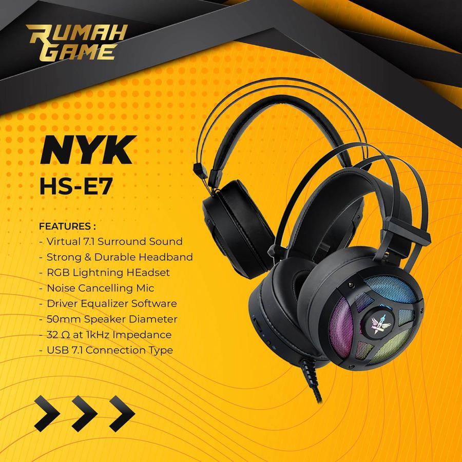 ชุดหูฟังสําหรับเล่นเกม NYK KRATOS RGB 7.1 HS-E7 USb หูฟัง GAme แฮนด์ฟรี