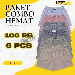 GROSIR 6 pcs HANYA 90RB Celana Pendek Motif SALUR LIDI PRIA DAN WANITA