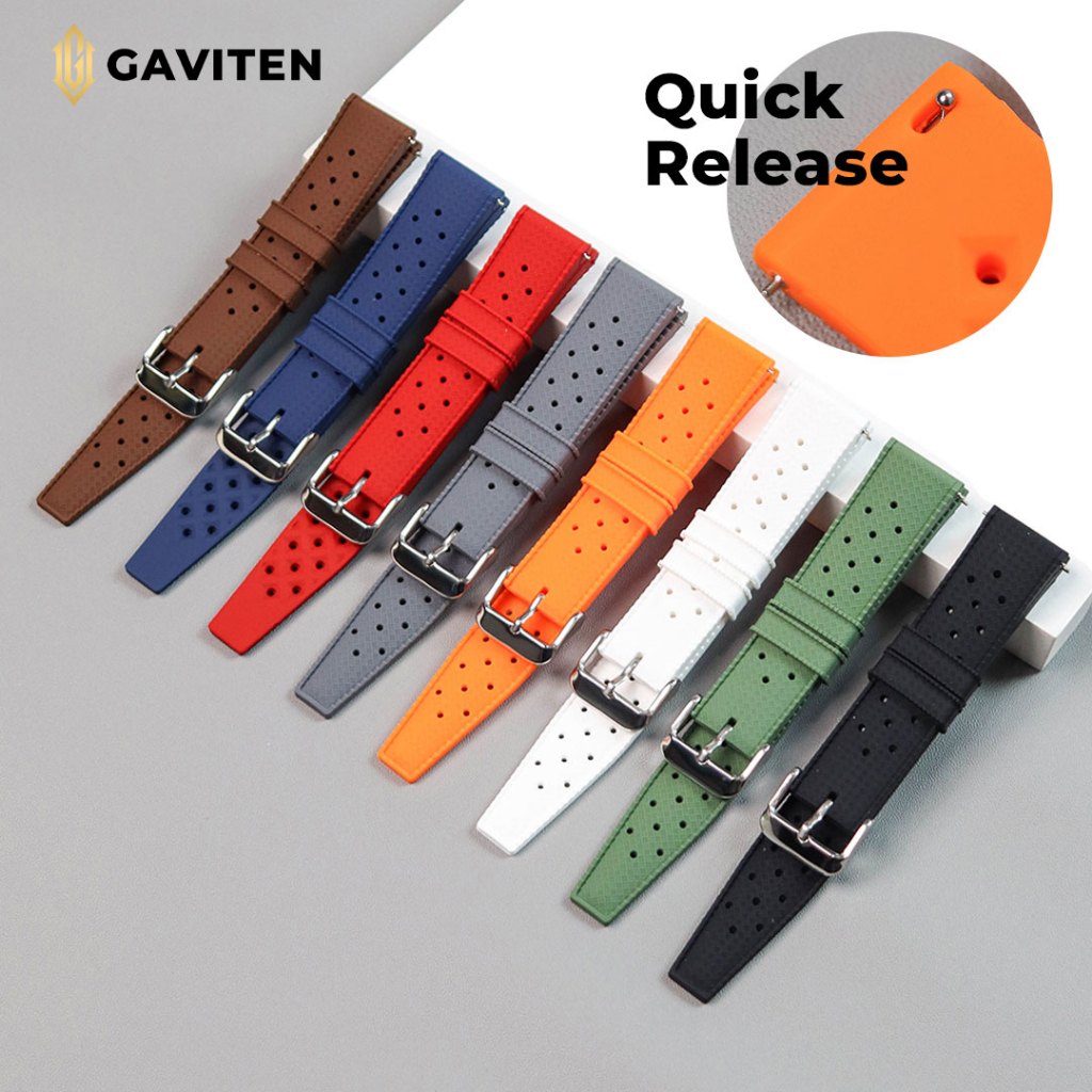GAVITEN สายนาฬิกายาง Tropic ลายรู 18MM 20MM 22MM 24MM Quick Release