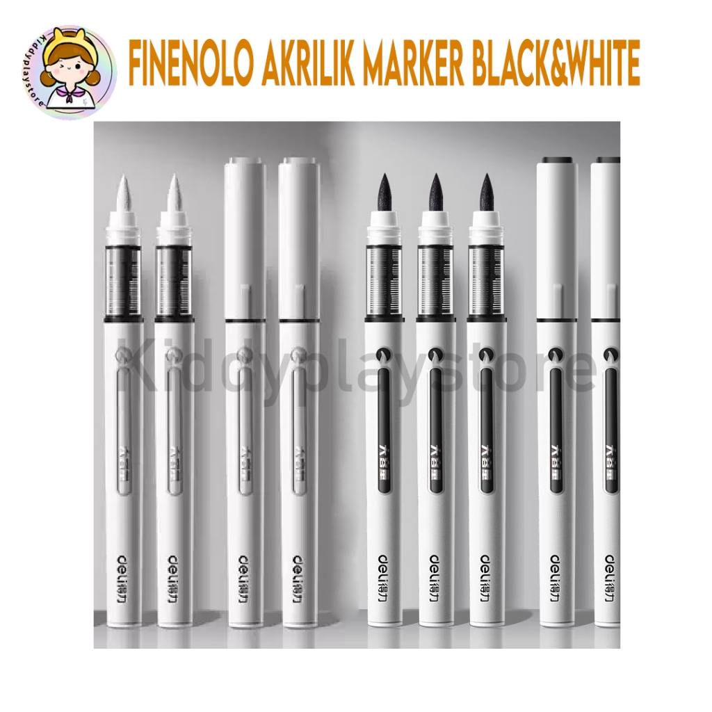 Finenolo Acrylic Marker สีดําและสีขาวสีหนาภาพ
