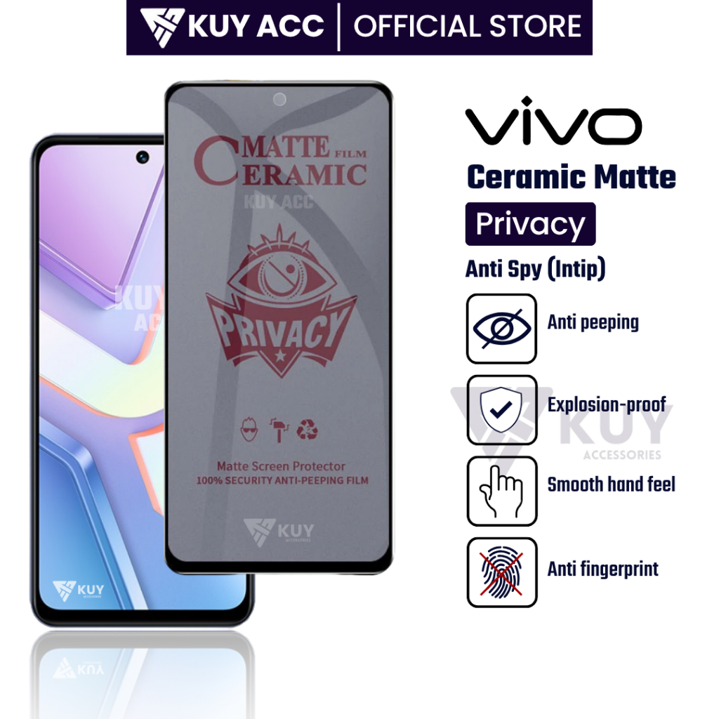 KUY – เซรามิค Matte Privacy Vivo Y19s Pro Y19s Y29 Y28 Y36 5G Y36 4G Y100 5G Y100 4G Y200e 5G Y200i 