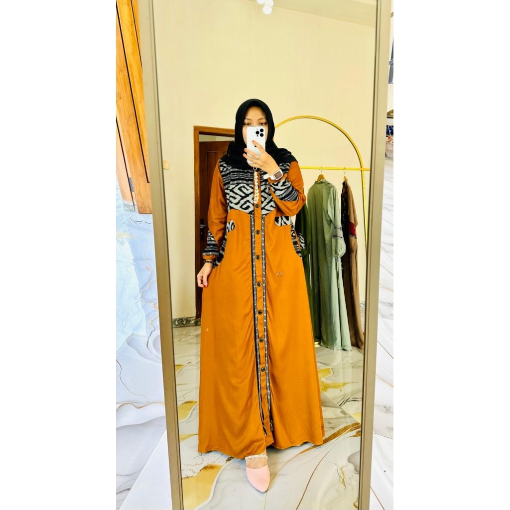 DAILY AJYAD MUSTARD WOVEN DRESS BY FAREECHA_LATEST FAREECHA GAMIS_LATEST WOVEN GAMIS