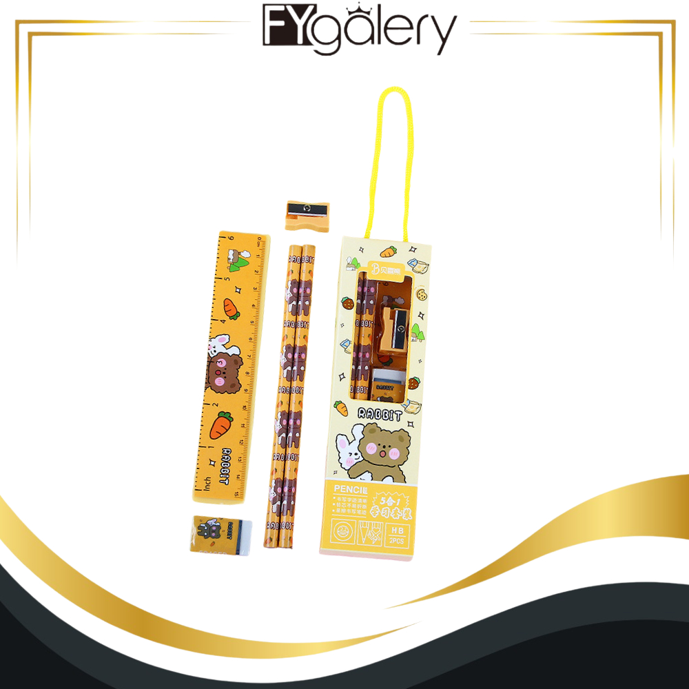 FYgalery 2013 ชุดเครื่องเขียน 5 In 1 Stationery / Cartoon Stationery Set / Cute 5 In 1 Stationery Se